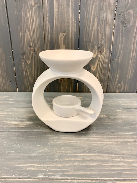 Small White Ceramic Wax/Oil Burner with detachable tealight holder detail page